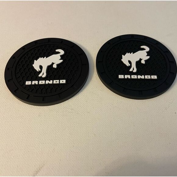 Bronco Car Cup Holder Coasters with logo set of 2 NWT - Picture 3 of 4